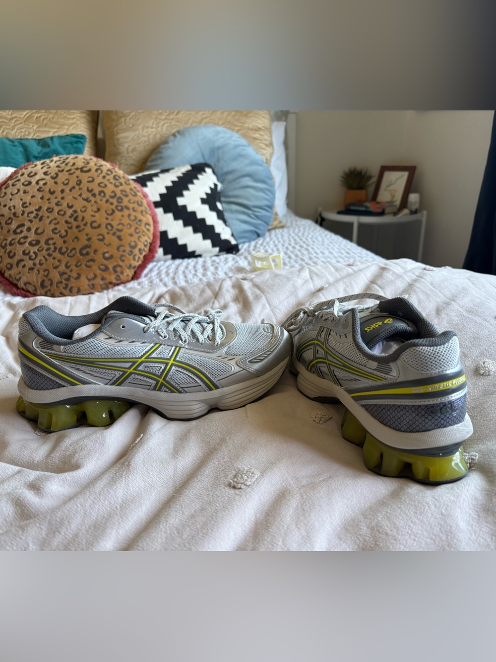 ASICS Light Gray Sneakers with Yellow Accents